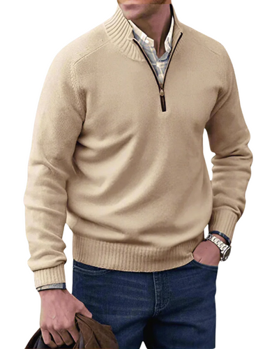 Casual sweater med lynlås