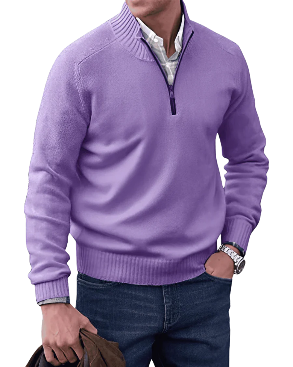 Casual sweater med lynlås